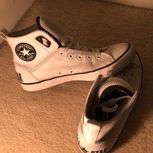 All white all real leather converse
